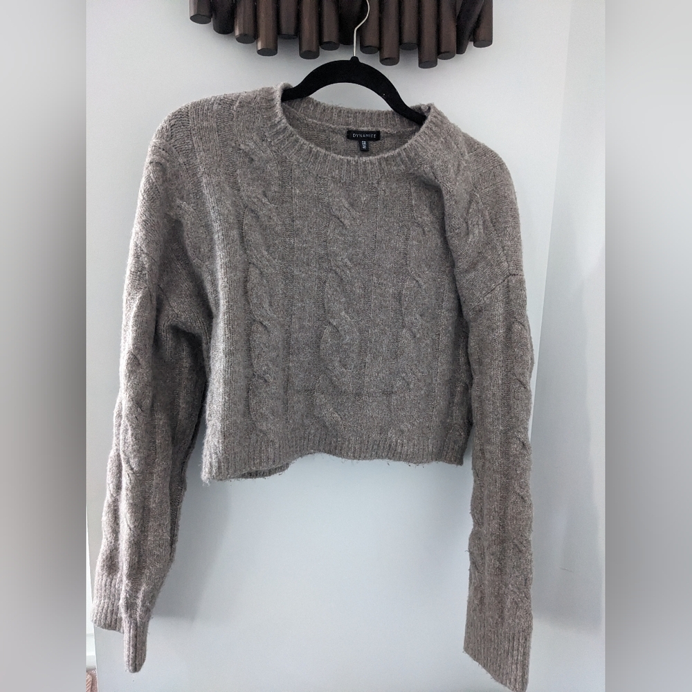 Dynamite Women's Brown Cable Knit Sweater - Size S/M